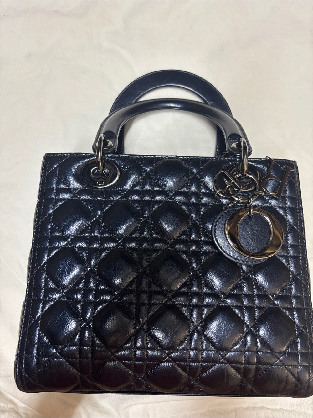 Lady Dior shimmering midnight blue Cannage
